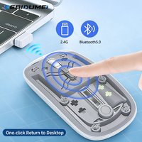 KEBIDUMEI 2.4G Bluetooth Transparent Mouse 2 Modes Wireless USB 1600DPI Adjustable Rechargeable Silence Mice for ipad PC Laptop