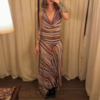 Casual Sleeveless High Waisted Slim Fit Music Festival Dress Vintage Women's Summer Dress Bohemian Camisole Irregular Long Dress