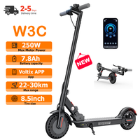Trottinette électrique W3C version UE, batterie 36V 7.8Ah, autonomie 22-30KM, pneu gonflable, traction avant, frein à moyeu arrière, avec application, trottinette électrique