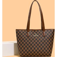 Mama Bag - Versatile Checkered Soft Leather Shoulder Bag with Large Capacity - Ideal for Work Commuting - Fashionable Women's Ha