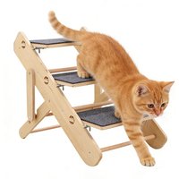 Folding Pets Dog Stairs Wood Sofa Bed Ladder Ramp Pet Puppy Step Non Slip Bottom 3 Steps For High Bed Puppy Ramp Ladder