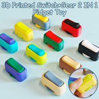 3D Printed Switches Gear 2IN1 Fidget Toy Pop Click Toy for Stress and Anxiety Relaxing Portable Fingertip Simulate Switch Toys