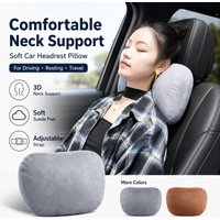 1/2/4PCS Auto Seat Headrest Pillow Lumbar Cushion Set 3D Neck Waist Support Soft Suede Car Backrest Pillow for Long Drive