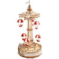 Robotime ROKR Parachute Tower DIY Music Box Moveable Magic Amusement Park For Kids Birthday Xmas Gifts 3D Wooden Puzzle
