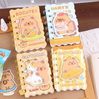 Capybara Velcro Mini Spiral Notebook, High Aesthetic Cute Cartoon Pocket Size, Portable Travel Memo & Daily Journal