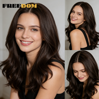 FREEDOM 6x4 Synthetic Lace Front Wigs For Women 20" Layered Ombre Brown Blonde Wig Pre-plucked Easy Wear And Go Glueless Wigs