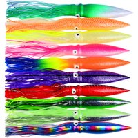 PROBEROS 5PCS Large Luminous Squid Soft Bait for Sea Fishing, Squid Skirts Octopus Trolling Tuna Baits, Saltwater Fishing Tackle