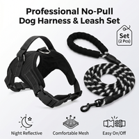 Reflective No Pull Dog Harness and Leash Set Adjustable Breathable Mesh Pet Vest with Comfort Padded Handle Leash for Large Dogs