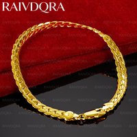 18K Gold Plated 6mm Geometric Side Chain Bracelet For Men's and Women's Fashion Jewelry Trendy Generous Party