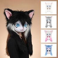 Handmade Fursuit Head Kigurumi Kig Cute Furry Mask Cosplay Paws Tail Comiket Furry Headbase Cat Doll Animal Cosplay Accessories