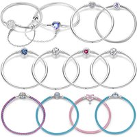 925 Sterling Silver Rainbow Leather Bow Heart Starry Sky Snake Bone Chain Suitable For Original Beaded Diy Gift Exquisite