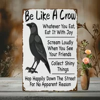 Retro "Be Like A Crow" Metal Wall Sign 8x12 Inch Vintage Aluminum Art for Home Decor Halloween