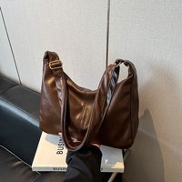 New PU Leather Shoulder Tote Bag Maillard Color Waterproof Crossbody Bags Zipper Lightweight Underarm Bag for Lady Girls