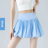 Women Summer Tennis Skirt High Waist Flared Flounce Skirt 2 in 1 with Shorts Anti-Exposure Athletic Pleated Golf Skirt Workout