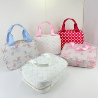 Nylon waterproof pink bow lunch bag - student picnic lunch box - heat preservation bag - snack storage bag - DIY