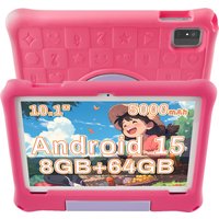 Kids Tablet 10.1" Android 15 8GB RAM 64GB ROM 1TB Expand WiFi6 2MP+5MP Camera Educational Tablet with GMS Certified for Kids