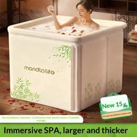 Portable Foldable Square Bath Tub Thick No Assembly Double Size Family Outdoor Spa Easy Setup Home Camping Backyard Garden