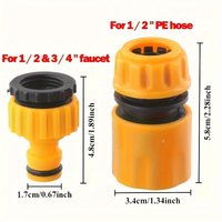 2pcs Hose Faucet Quick Connector 3/4 & 1/2 Inch Graden Hose Water Tap Threaded Connector Faucet Adapter For Garden Irrigation