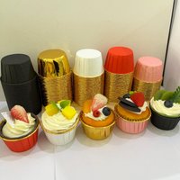 25Pcs Rolled Edge Cake Cups, White Gold, Pink Gold, Double Gold, Red Gold and Black Rolled Edge, Suitable for Cooking, Pastries, Bread, Desserts, Weddings, Valentine's Day, Christmas