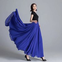 720 Degree Large Swing Dance Skirts Double-layer Chiffon Skirt Spring Summer Autumn High Waist Ethnic Style High-grade Skirts