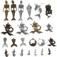 10pcs Charms Lovely Mermaid Antique Bronze Silver Color Plated Pendants Making DIY Handmade Tibetan Jewelry