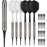 Hauqnu 18g Professional Soft Dart Set with 6 Darts, Includes 20 Spare Soft Dart Tips, Integrated Dart Wing Design, Suitable for Electronic Dart Boards, Home Entertainment, Bar Gatherings, Club