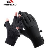 AliExpress nofoxo NOFOXO Winter Windproof Warm Fishing Glove Waterproof Cycling Gloves Outdoor Sports Open Two Finger For Men Women Hiking Ski
