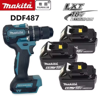 2026 Makita DDF487 10mm bürstenloser 18V Lithium-Ionen-Akku-Schlagbohrschrauber, Hochdrehmoment-Elektroschrauber mit Makita 18V Akku