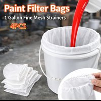 4pcs Paint Filter Bags Made of 1-gallon Fine Mesh Nylon Material with Elastic Drawstring, 3.8-liter Disposable Bucket Filter