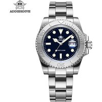 ADDIESDIVE montre à Quartz pour hommes 200m étanche lunette en céramique montre en acier loupe miroir verre BGW9 bleu lumineux montre de plongée