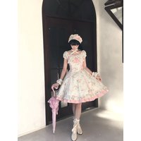 Meet Spring - Floral Printed Old School Lolita OP Dress by Alice in the Mirror PRE ORDER / 3 months