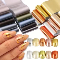 20pcs Metallic Mirror Effect Nail Foils Golden Silvery Starry Sky Print Sliders Chrome Transfer Tips Manicure Decor Accessories