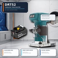 XPT-geschützter, bürstenloser, kompakter Akku-Router DRT52 von Makita, Modell DRT52Z, kompatibel mit 18-V-LXT-Akkus, für präzise Mehrfachbearbeitungen, Kantenbearbeitung und verschiedene Anwendungen