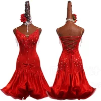 Red High-End Customized New Latin Dance Professional Dress With Tassel For Female Adult Standard Stage Cha Tango Performance
