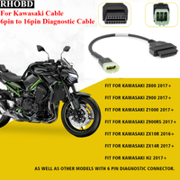 NEWBest OBD Adapter for Kawasaki 6pin to 16pin Diagnostic Cable Connector for Z900RS/Z800/Z900/Z1000/ZX10R/ZX14R/H2 Motorcycle