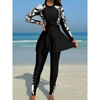 Long Sleeve Swimsuit Women 2026 Beach Dress & Trousers Printed Swimwear Female Beachwear Bathers Bathing Swimming Swim Surf Suit