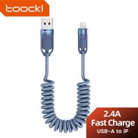 Toocki USB Cable for iPhone X XR AirPods 2.4A Fast Charging Charger Spring-Braided iP Cable for iPhone 14 Pro LED Lighting Cord