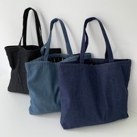 Solid Color Simple Women's Shoulder Bag Large Capacity Portable Ladies Shopping Bag Retro Denim College Girls Book Tote Handbags
