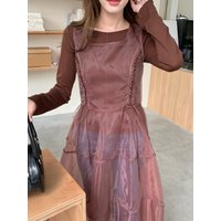 Spring Summer Women's Vintage Long Tank Bandage Dress and Tshirts Organza A-line Vestidos Female 2025