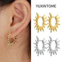 925 Sterling Silver Ear Needle Vintage Sun Hoop Earrings for Women Punk Hip Hop Sun Flower Big Earrings Fashion Jewelry Gifts