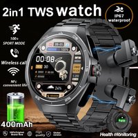 TWS 2-in-1 Smart Watch with Headphones Sports Play Music Bluetooth Headset Call Men Health Monitor NFC Women Smartwatch Earbuds