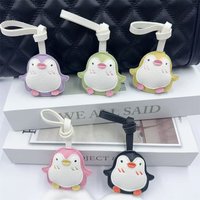 1pcs Kawaii Little Penguin Keychain PU Leather Cute Charm Pendant Accessories Car Keyring for Boy Girls Gift