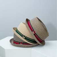 Straw Breathable Hollow Dome Curled Brim Hat, Summer Jazz Cap for Men Women Unisex Short Brim Sun Protection