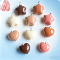 10Pcs Mini 3D Star Heart Resin Charms, Fashion Pendants for DIY Jewelry Making, Earrings Necklace Supplies