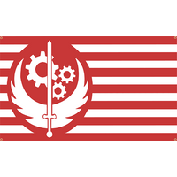Brotherhood of Steel Flag,Red & White Striped with Gear and Sword Emblem - Ideal for Man Cave, BedroomVideo Game Theme