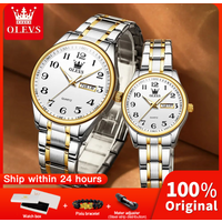 OLEVS 5567 Couple Watches Luxury Original Fashion Waterproof Luminous Quartz Wristwatch Day Date Watches For Couple Gifts Reloj