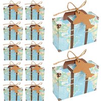 50/100Pc Vintage Party Favor Candy Box with Aircraft Tags Reusable Mini Suitcase Favor Box for Travel Themed Party Bridal Shower