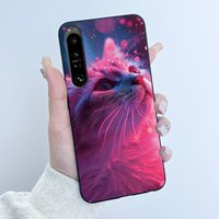 Cute Case For Sony Xperia 1 IV V II III Capa Coque Printing Shell Protective Cover Soft Silicone Cartoon Black Casing Fundas