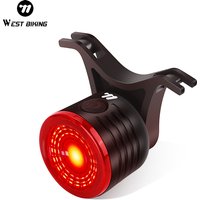 AliExpress West Biking WEST BIKING Brake Sensing Bike Taillight Vibration Wake-Up 4 Lighting Modes IPX4 Waterproof Bicycle Rear Light Type-C Charging
