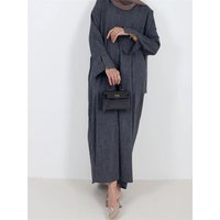 Ramadan Cotton Linen Dubai Abaya Turkey Islam Muslim Modest Dress Prayer Clothes African Dresses For Women Robe Femme Musulmane